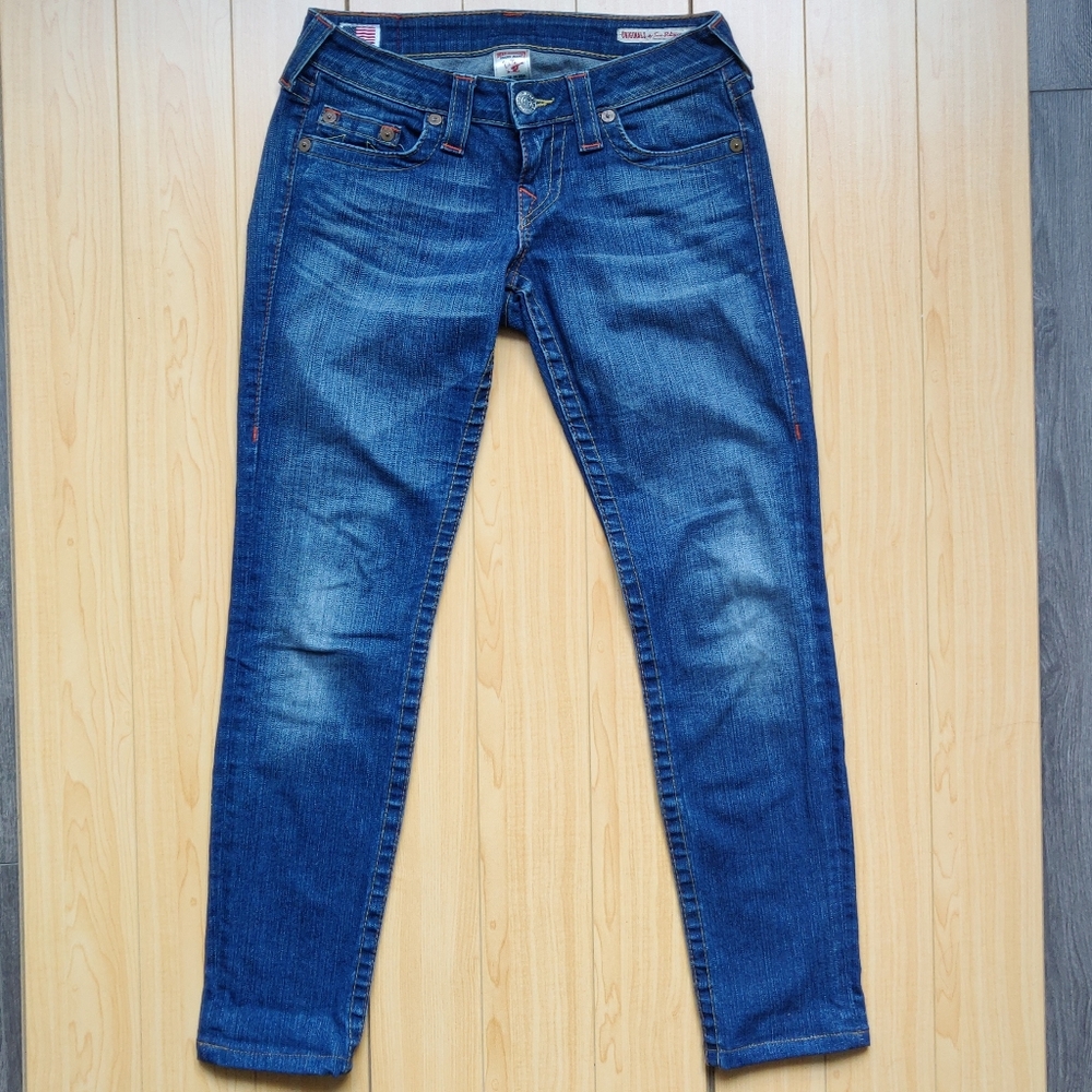 True Religion Skinny Washed Denim Ankle  Jeans